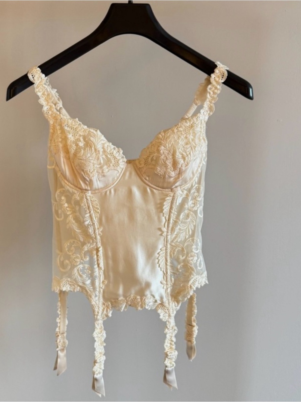 La Perla Gold label Elegant Ivory Cream Lace Bustier with garters #032 - Picture 3 of 10